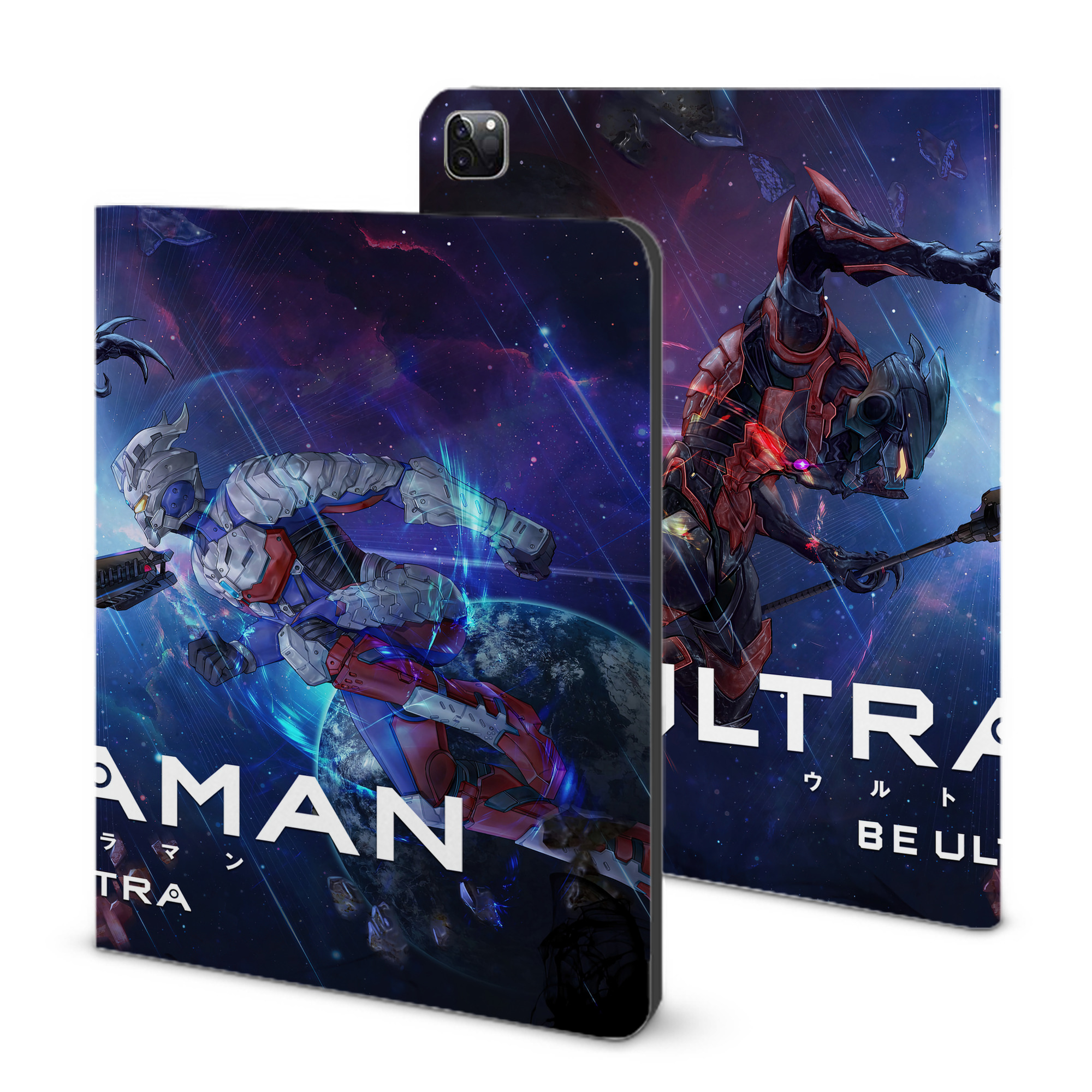 （画像用） ウルトラマン Ultraman IPad ケース ブック型 PUレザー TPU 耐衝撃 軽量 薄型 ペン収納なし 全面保護 IPad 各モデル対応